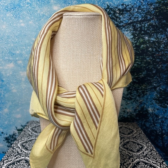 Burberry Beautiful Striped Scarf 22” x 22” Silk Blend - Picture 8 of 8
